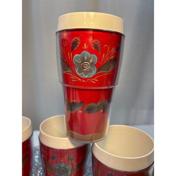 Scandinavian Floral Design 6 Insulated Tumblers Helen Blanck Retro Style Decor - Picture 3 of 9